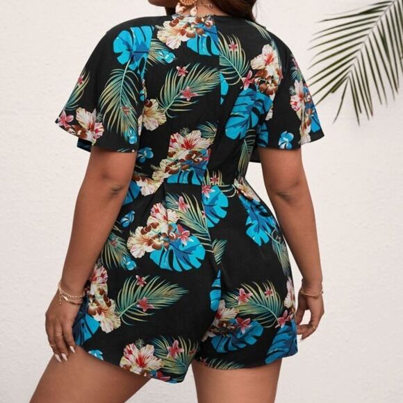 Plus size tropical romper sz 0X - Picture 4 of 6